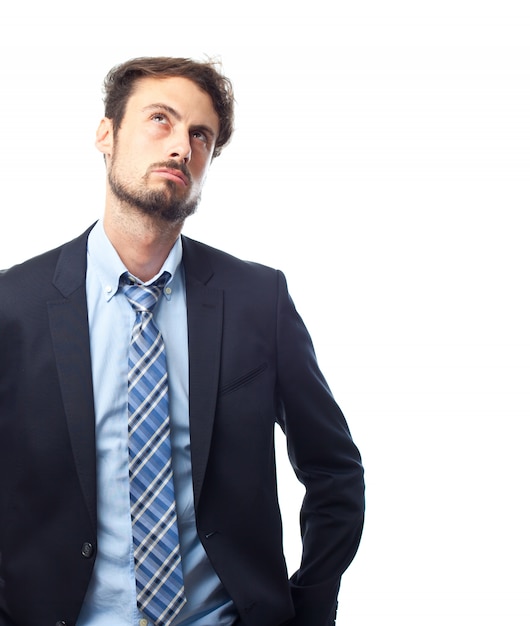 Man in suit thoughtful