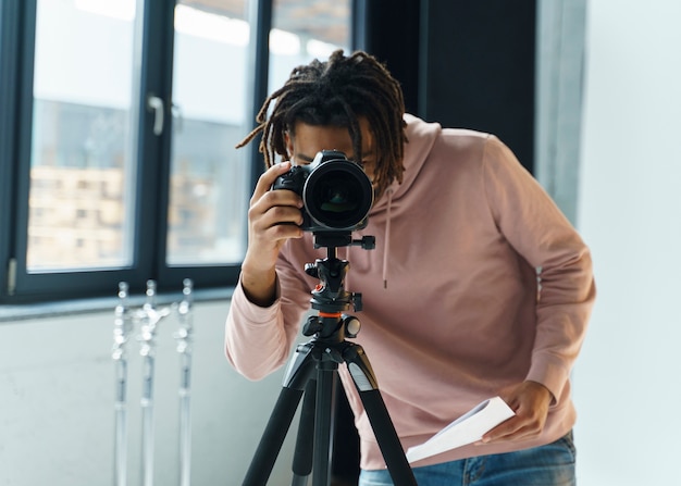 Man taking photos with camera