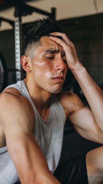 Free photo man training at the gym