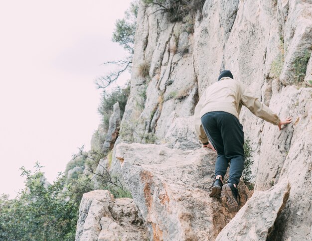 Man trekking in mountains