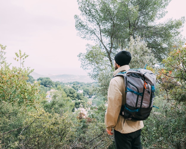 Man trekking in mountains