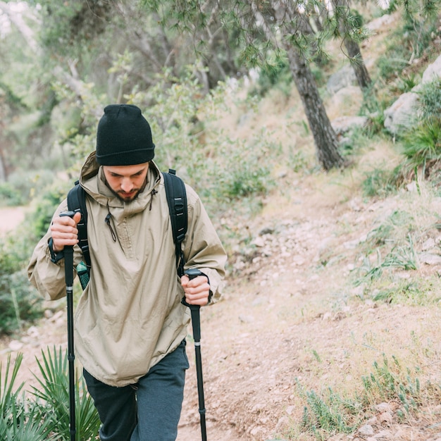 Man trekking in nature