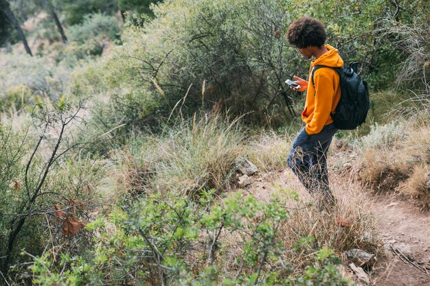 Man trekking in nature