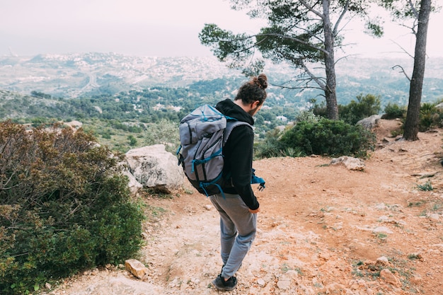 Man trekking in nature