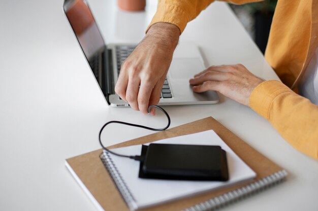 Man using external storage used