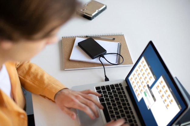 Man using external storage used