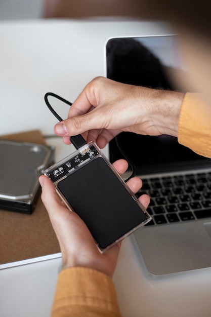 Man using external storage used