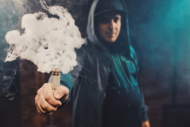 Man vaping an electronic cigarette