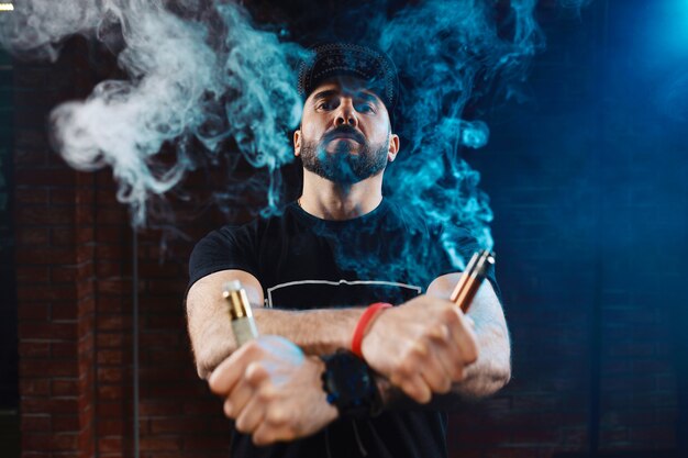 Man vaping an electronic cigarette