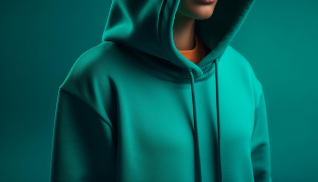 Free photo a man wearing a green hoodie with the word love on it