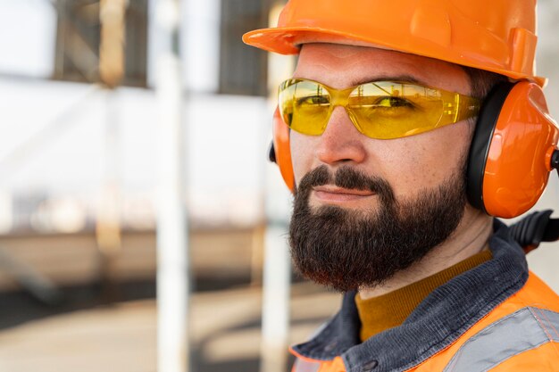 Man wearing protection equipment at work