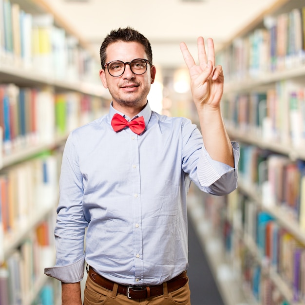 Free photo man wearing a red bow tie. man wearing a red bow tie. doing thre