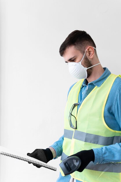 Man wearing a special industrial protective equipment