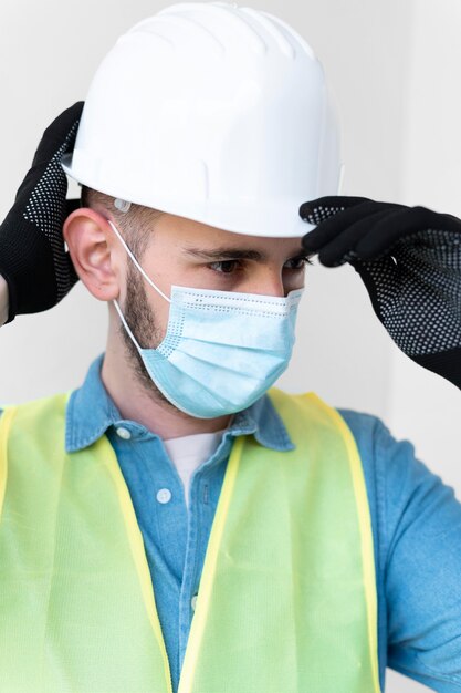 Man wearing a special industrial protective equipment