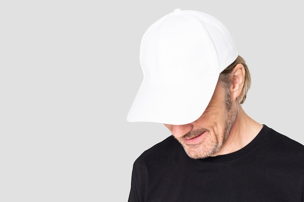 Man in white cap for men's apparel shoot