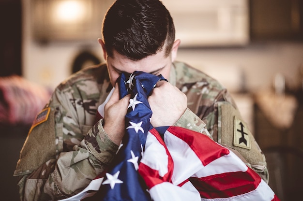 Man with American flag