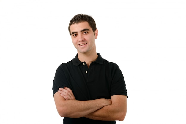 Man with black t-shirt and crossed arms