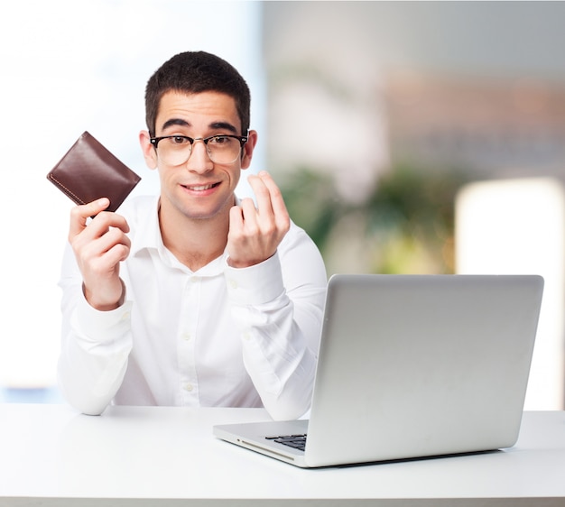 Man with a briefcase and a laptop