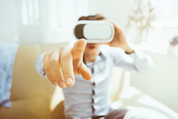 Man with glasses of virtual reality