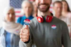 Free photo man with i voted today sticker