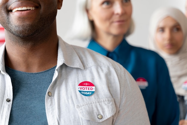 Man with i voted today sticker