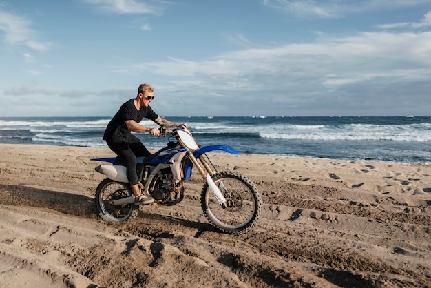 Man with motorcycle in hawaii