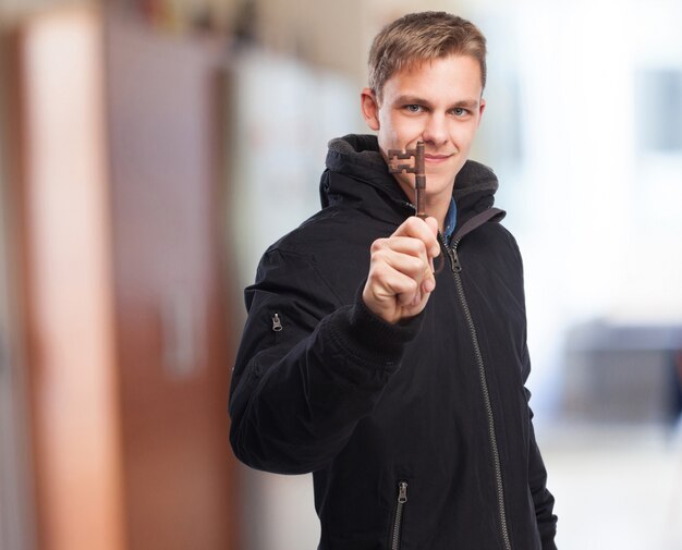 Man with an old key