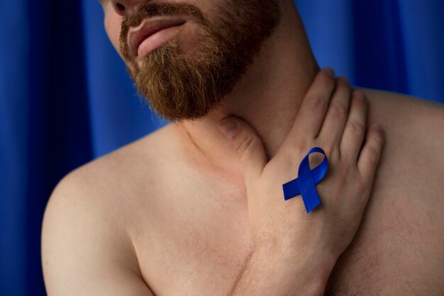 Man with prostate cancer ribbon