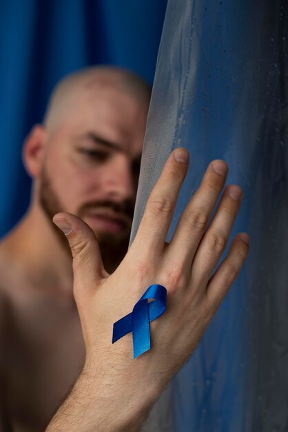 Man with prostate cancer ribbon