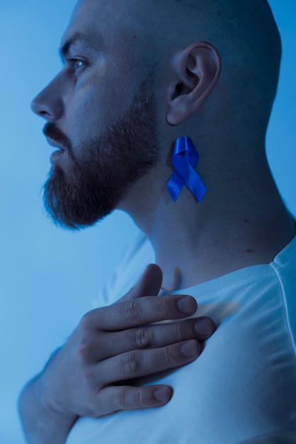 Man with prostate cancer ribbon