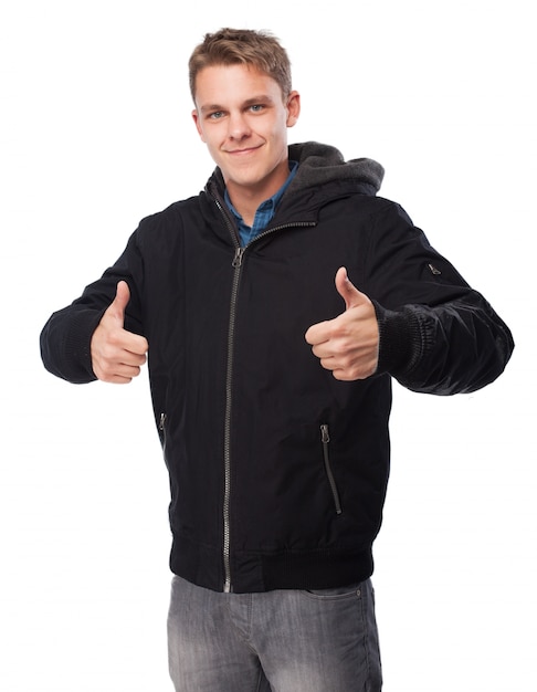 Free photo man with sweatshirt with two thumbs up