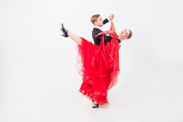 Man and woman dancing ballroom dances