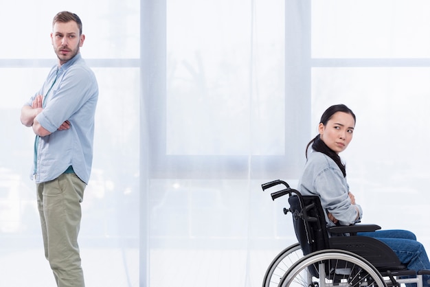 Man and woman expressing disagreement