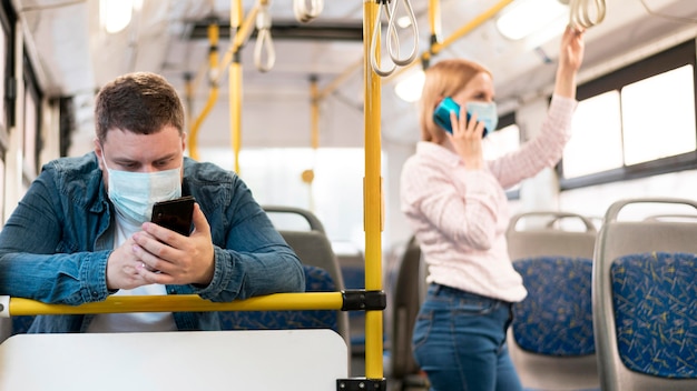 Man and woman keeping social distance