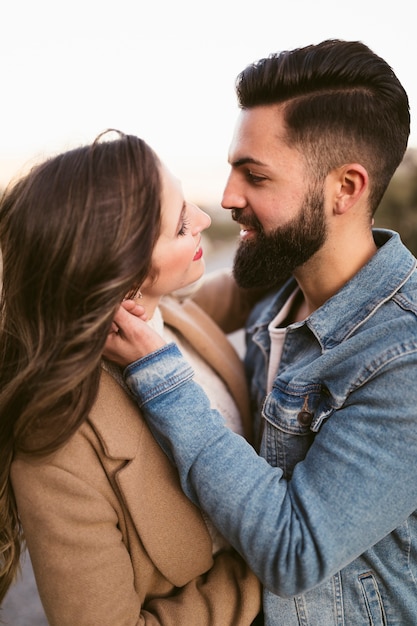 Man and woman looking lovely at each other