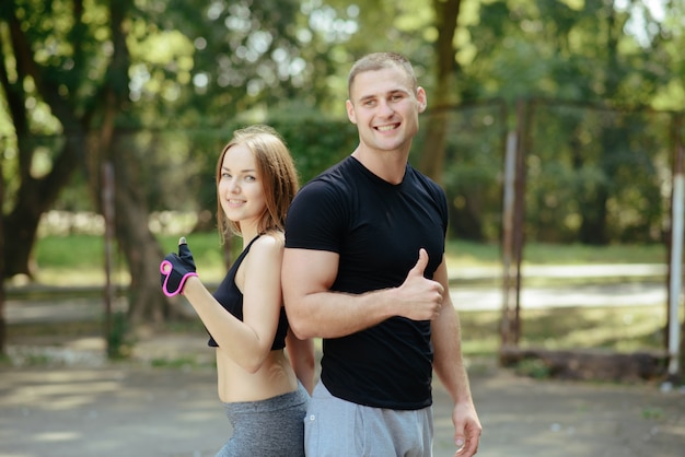 man and woman in park