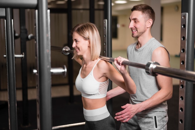 Man and woman training together