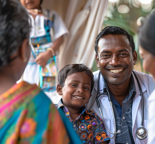 Man working as a paediatrician