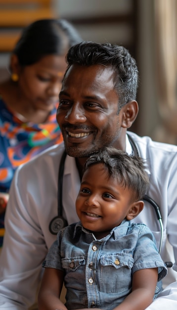 Man working as a paediatrician