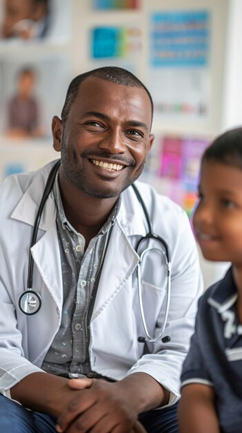 Man working as a paediatrician