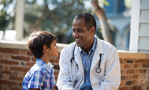 Man working as a paediatrician