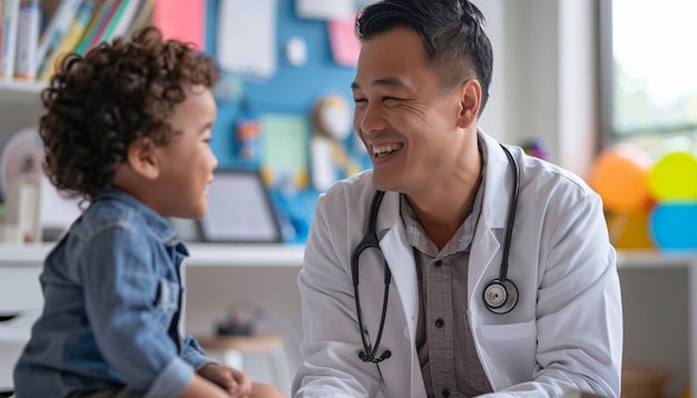 Man working as a paediatrician