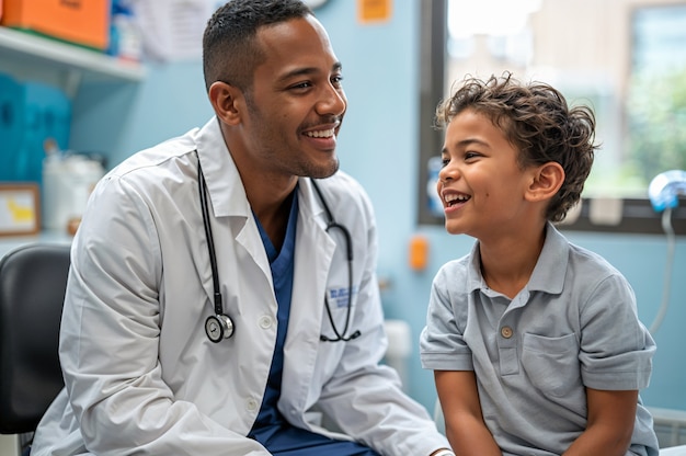 Man working as a paediatrician