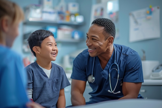 Man working as a paediatrician