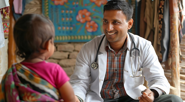 Man working as a paediatrician