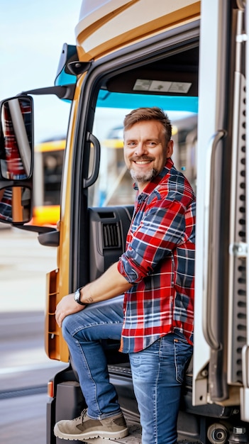 Free photo man working as a truck driver posing