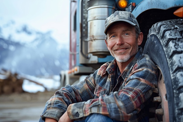 Man working as a truck driver