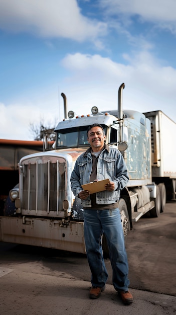 Free photo man working as a truck driver