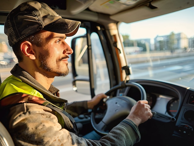 Man working as a truck driver