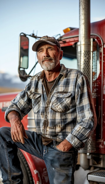 Free photo man working as a truck driver